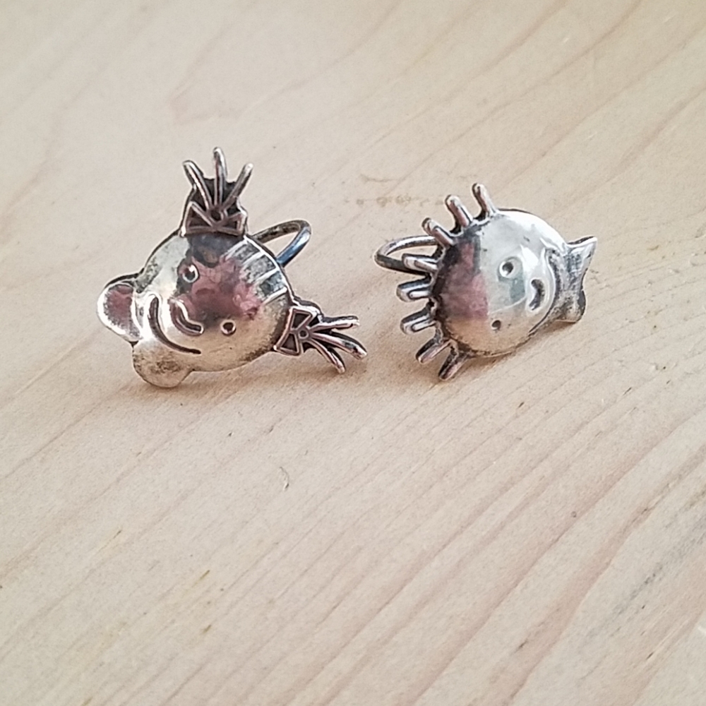 Sterling 925 Earrings- Girl & Boy Faces
